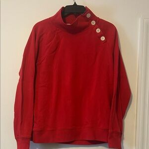 J Crew- 4 Button Vibrant Red Sweatshirt, EUC, Size Large
